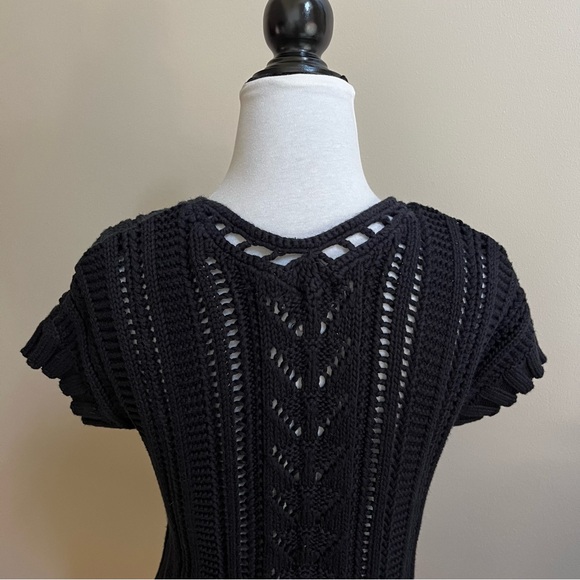 NWOT~American Eagle~Cropped Knit Sweater~Size L~Black~Cotton - Picture 6 of 9